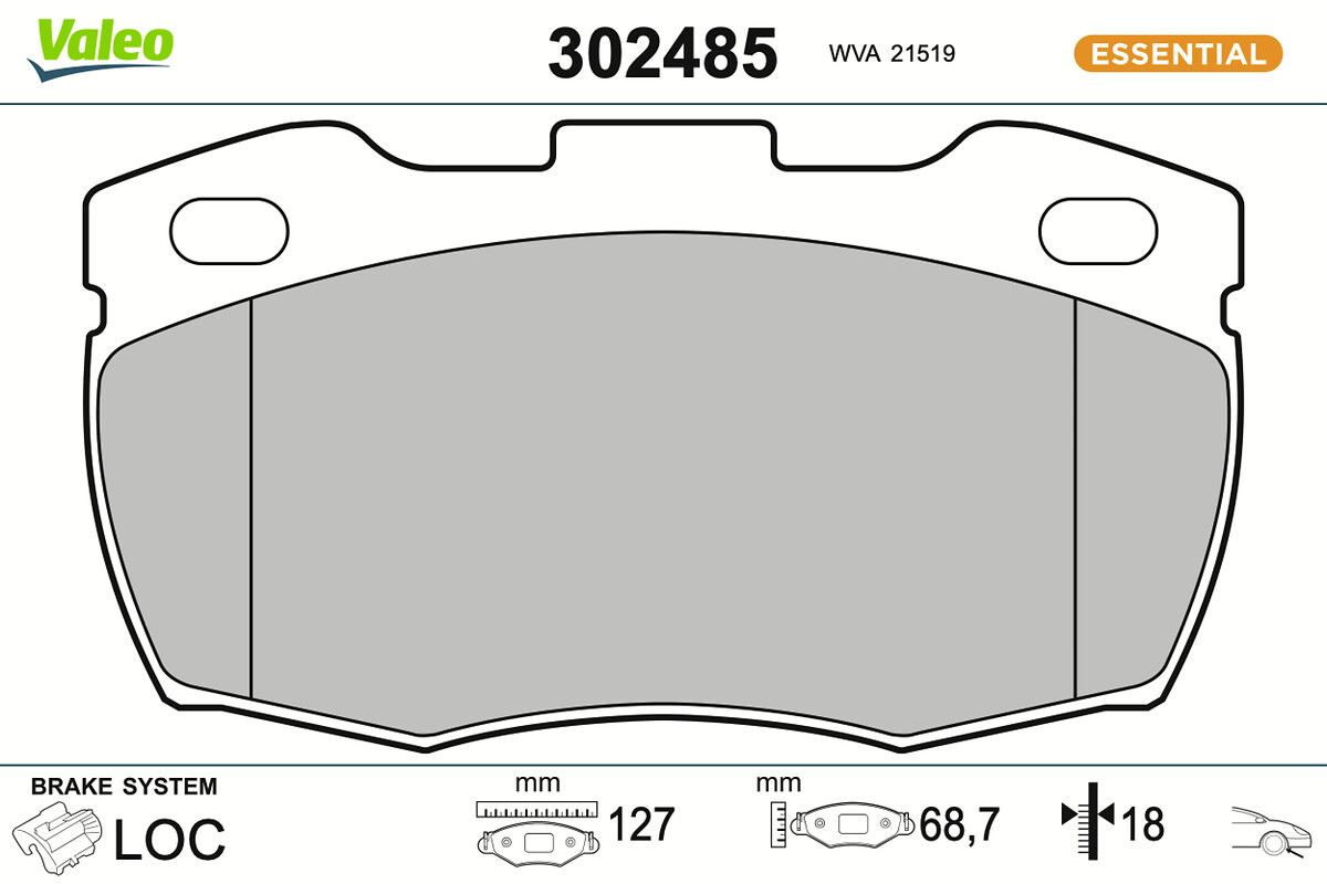 Jeu de 4 plaquettes de frein VALEO ref. 302485